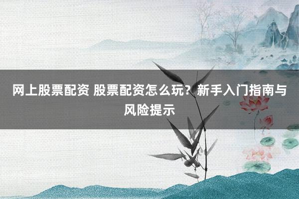 网上股票配资 股票配资怎么玩？新手入门指南与风险提示
