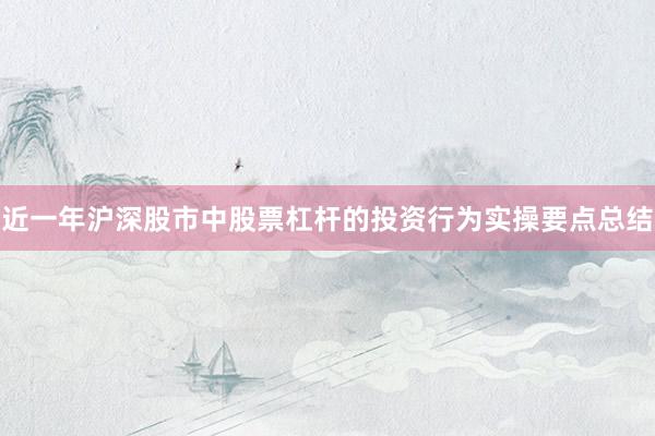 近一年沪深股市中股票杠杆的投资行为实操要点总结