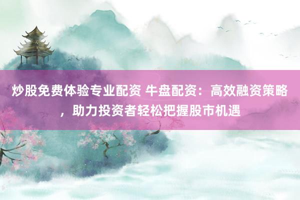 炒股免费体验专业配资 牛盘配资：高效融资策略，助力投资者轻松把握股市机遇