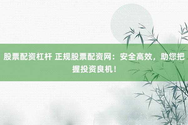 股票配资杠杆 正规股票配资网：安全高效，助您把握投资良机！