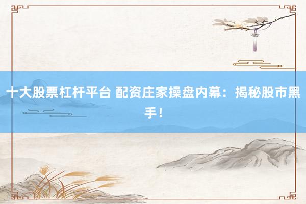 十大股票杠杆平台 配资庄家操盘内幕：揭秘股市黑手！