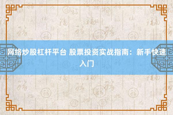 网络炒股杠杆平台 股票投资实战指南：新手快速入门