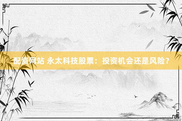 配资网站 永太科技股票：投资机会还是风险？