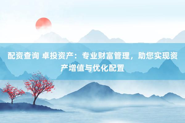 配资查询 卓投资产：专业财富管理，助您实现资产增值与优化配置