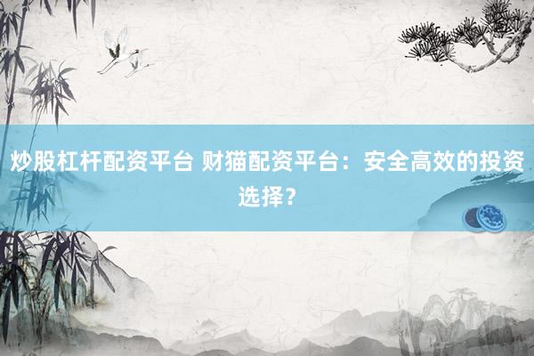 炒股杠杆配资平台 财猫配资平台：安全高效的投资选择？